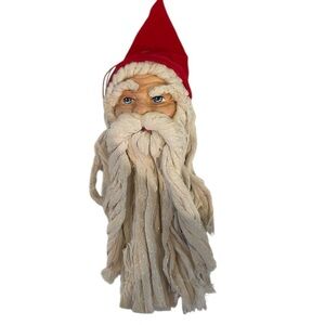 Santa Claus Vintage Mop Beard  Ornament Old World Ornament 7 inch